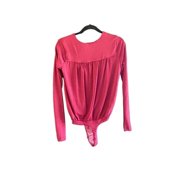 Intimately By Free People Womens Pink Rose Kaya Long Sleeve Bodysuit Size Small - Picture 1 of 4